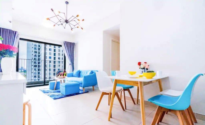 Blue Style Two Bedroom Apartment For Rent in Masteri Thao Dien District 2 HCMC