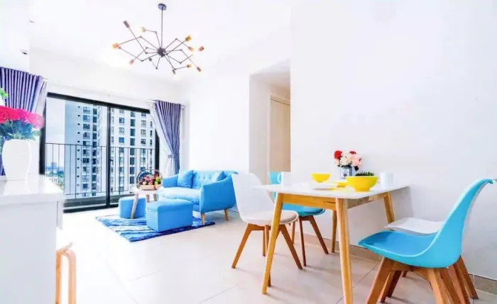 Blue Style Two Bedroom Apartment For Rent in Masteri Thao Dien District 2 HCMC 72sqm 850 USD/month