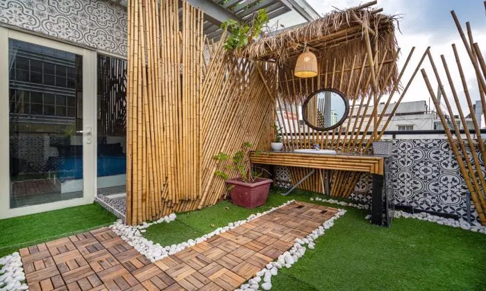 Two Bedroom Apartment Big Balcony Garden Apartment For Rent in Dakao District 1 HCMC 110sqm 1,300 USD/month
