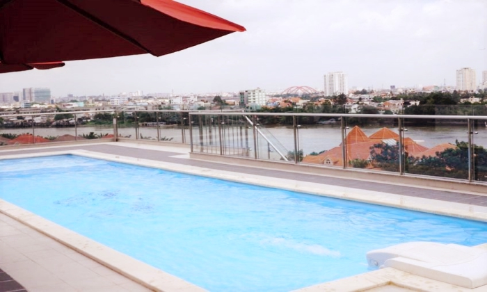 Basic Furniture Penthouse Moonlight Serviced Apartment For Rent in Thao Dien HCMC