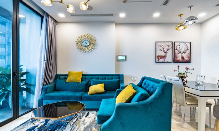Blue Design Two Bedroom Apartment For Rent in Aqua 4 Vinhomes Golden River District 1 HCMC